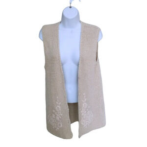 Graffiti Oversized Silk Crocheted Knit Vest Boho/Bohemian  Embroidered Flowers M